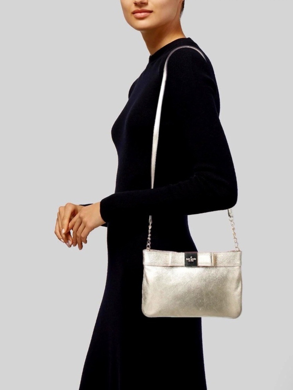 Kate Spade Primrose‎ Hill Leather Crossbody Shoulder Bow Bag Gold